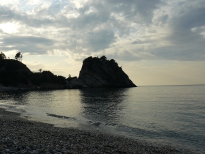 The beach of Potami on the westside of Samos at sunset. The beach of Potami on the westside of Samos at sunset