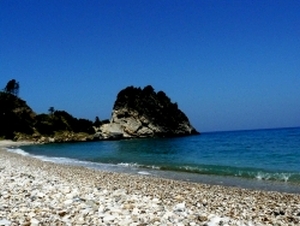 Potami beach near by waterfalls in Karlovassi. Potami beach near by waterfalls in Karlovassi