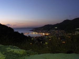 Samos town on sunset. Samos town on sunset